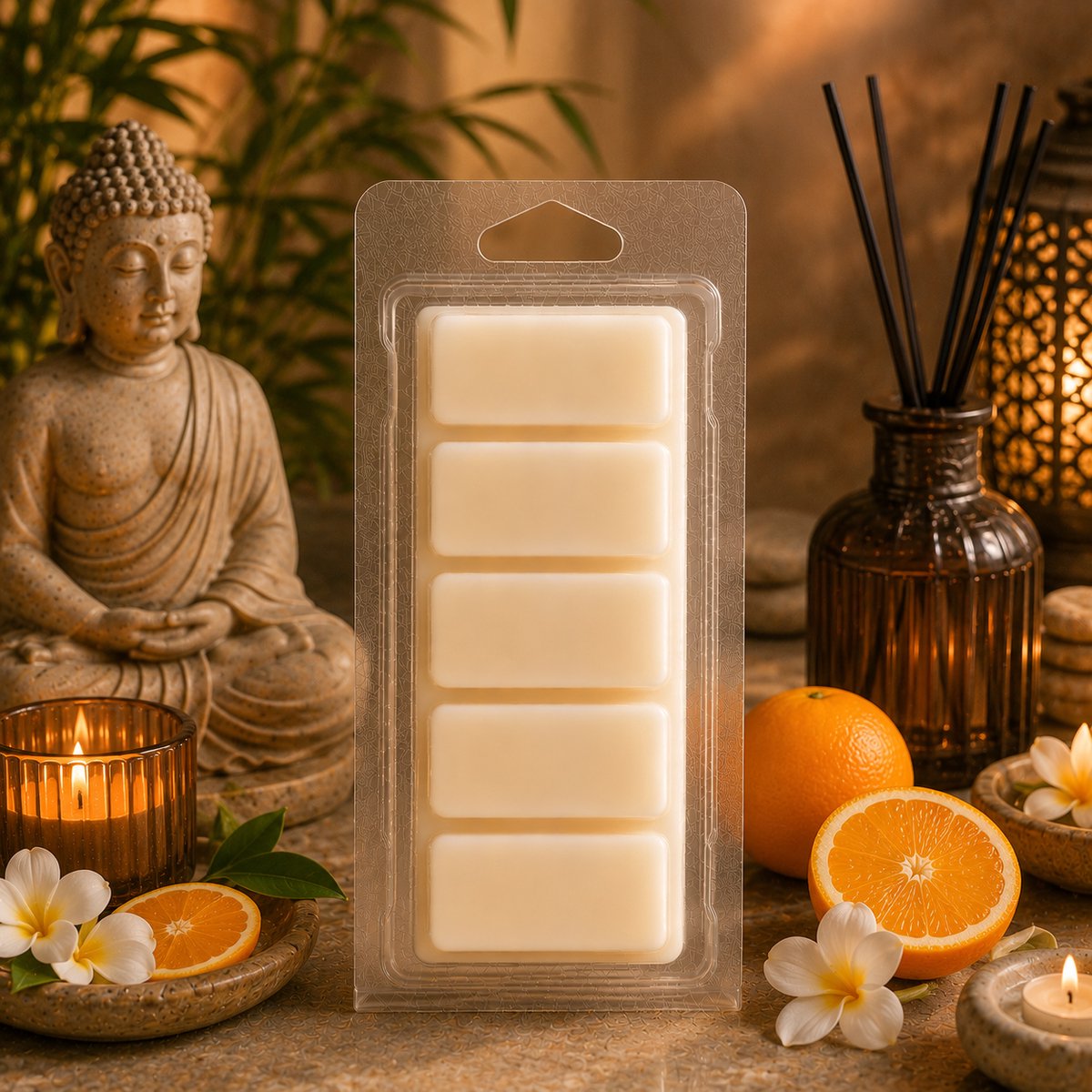 Anna's Geurenhuisje Waxmelts Happy Boedhha - Good Habits - Snapbar - Wellnessgeur - Spa geur - 55 gram - Sojawas - Handmade - Dierproefvrij - Huisparfum - Voor in geurbrander - Waxbrander - Geur in huis - Wax melt - Geurkaars - Parfum Creme