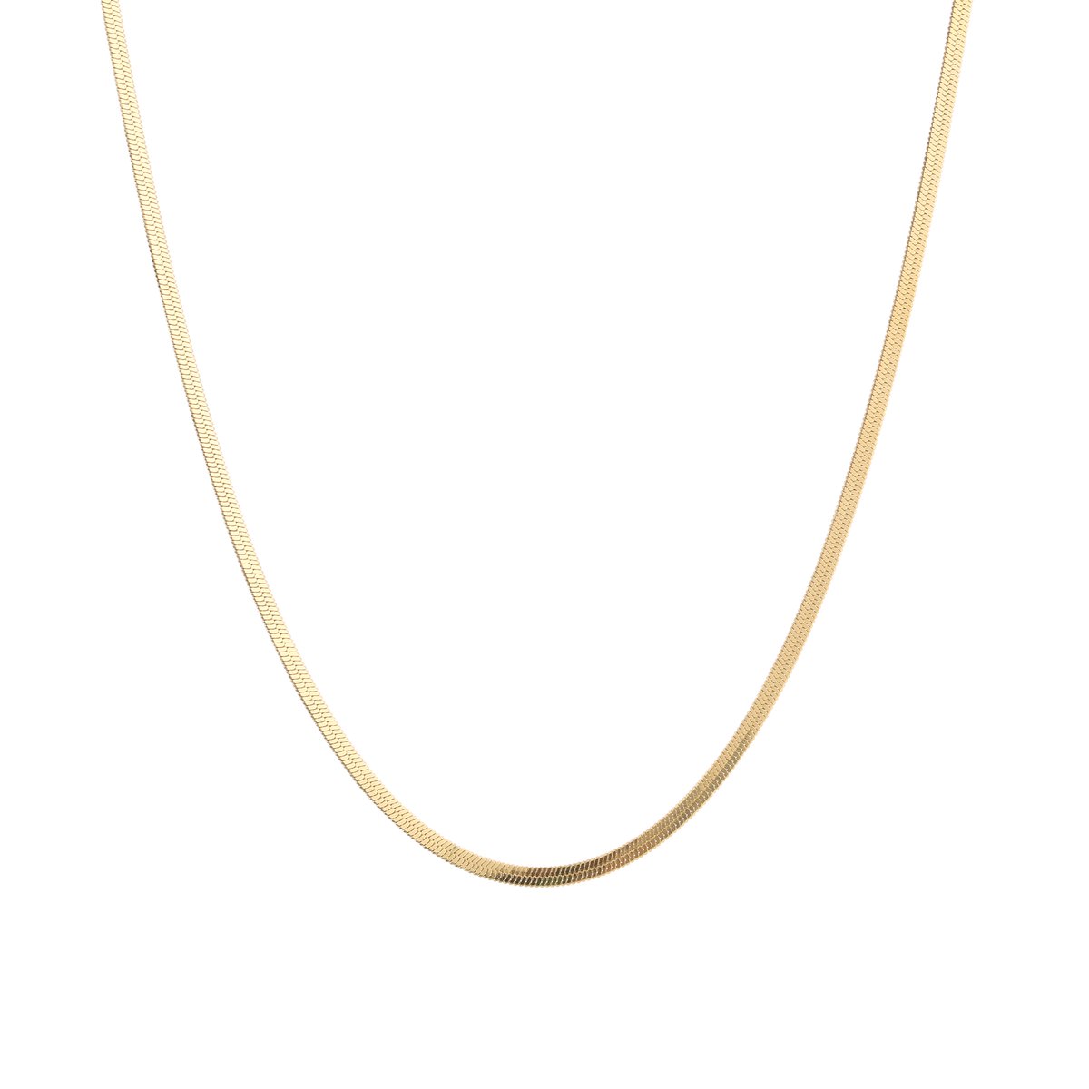 Modieuze Roestvrij Stalen Ketting - Minimalistische Platte Schakelketting - Stainless Steel Sieraad - Goud
