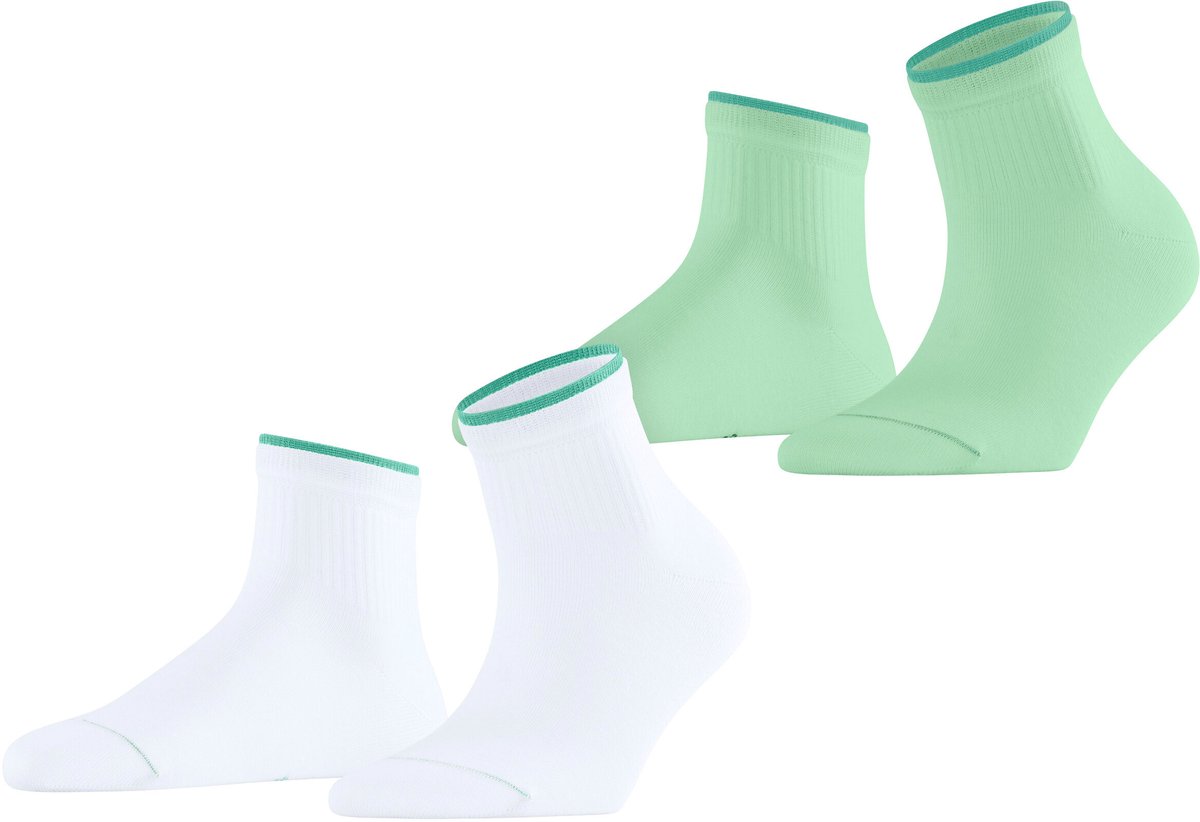Esprit Double High Cuff 2-Pack kort eenkleurig katoen Multipack Korte sokken dames veelkleurig - maat 39-42