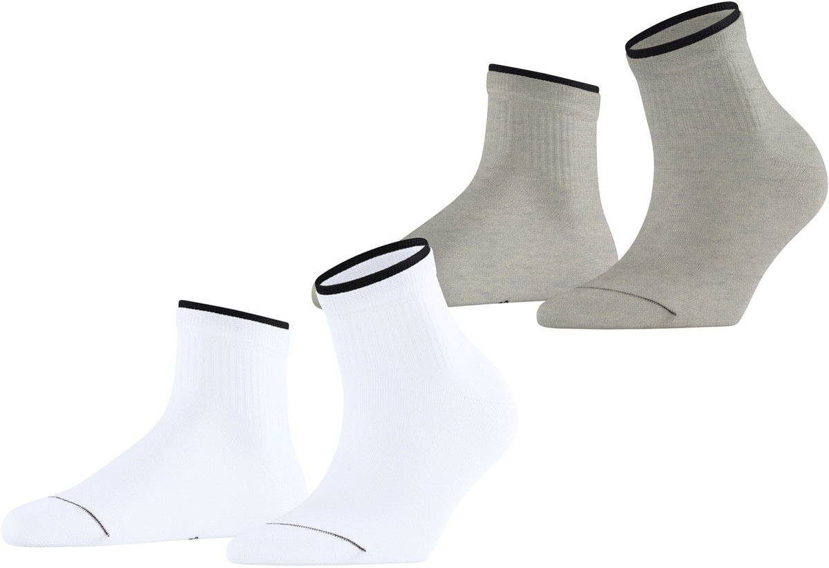 Esprit Double High Cuff 2-Pack kort eenkleurig katoen Multipack Korte sokken dames veelkleurig - maat 39-42