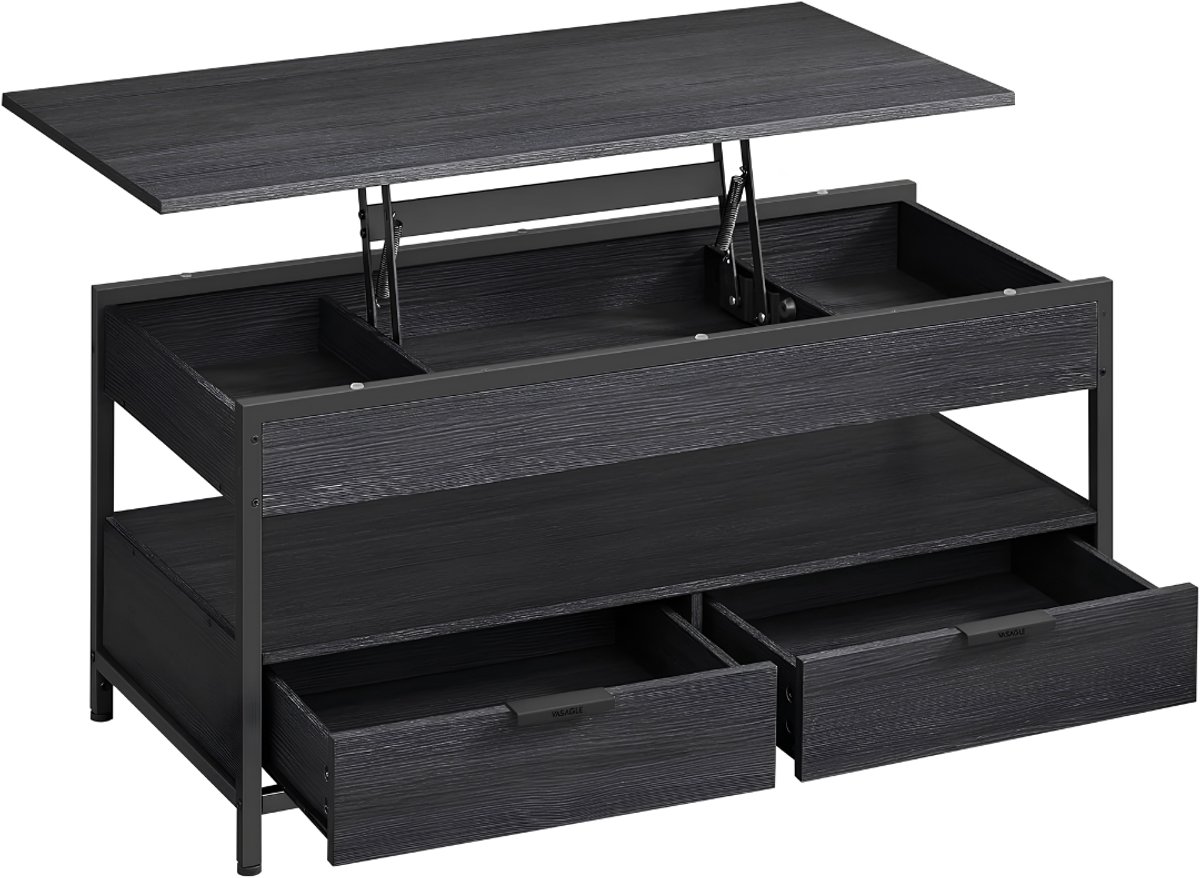 NIVA® Salontafel - Salontafel met Lade - Salon Tafel - Zwart - 50cm x 100cm x 48cm