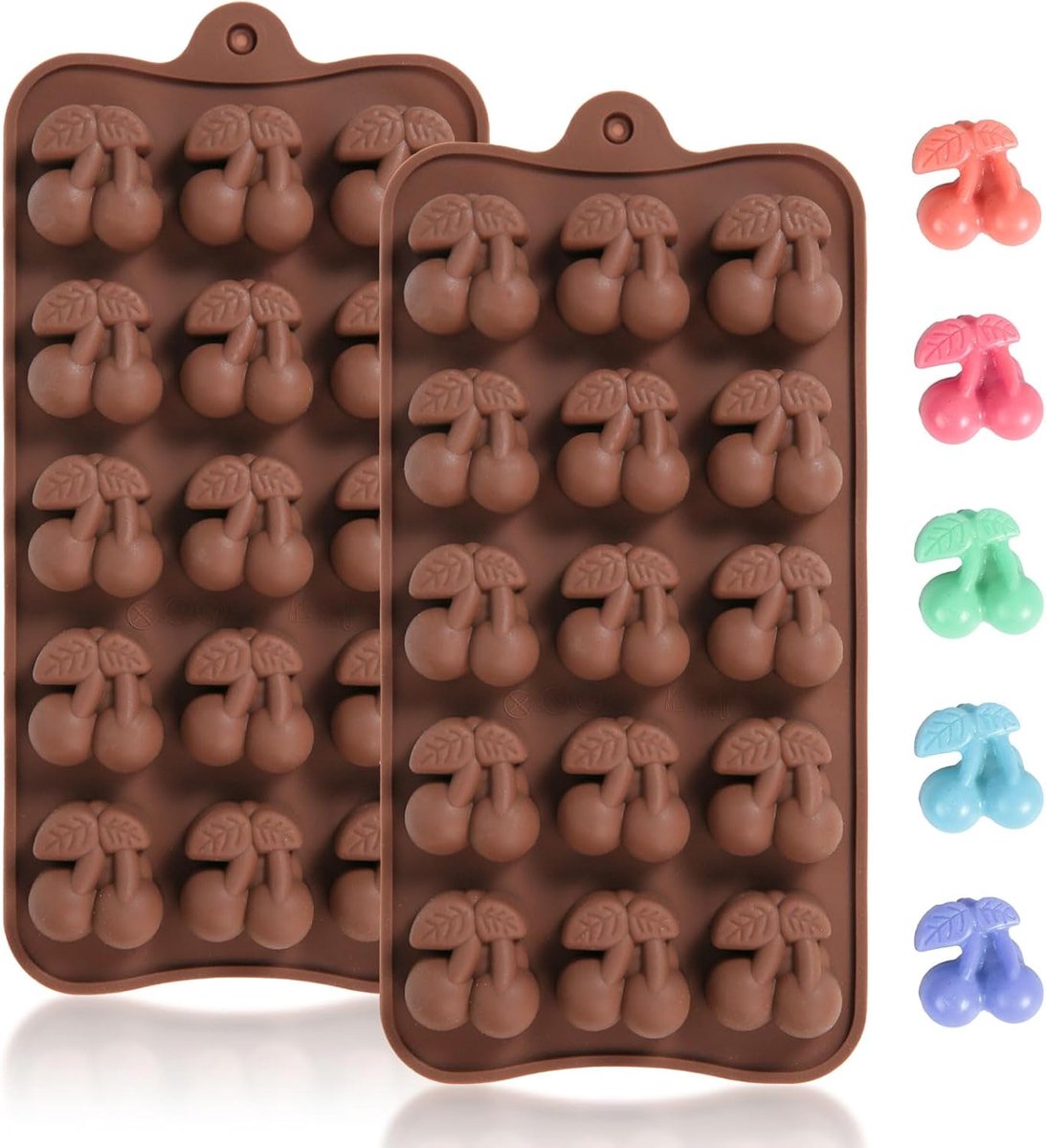 2 Stuks Mini Kers Siliconen Vormen - 15 Caviteiten - Voor Chocolade Snoep Gummy Jelly - Fruit Snacks