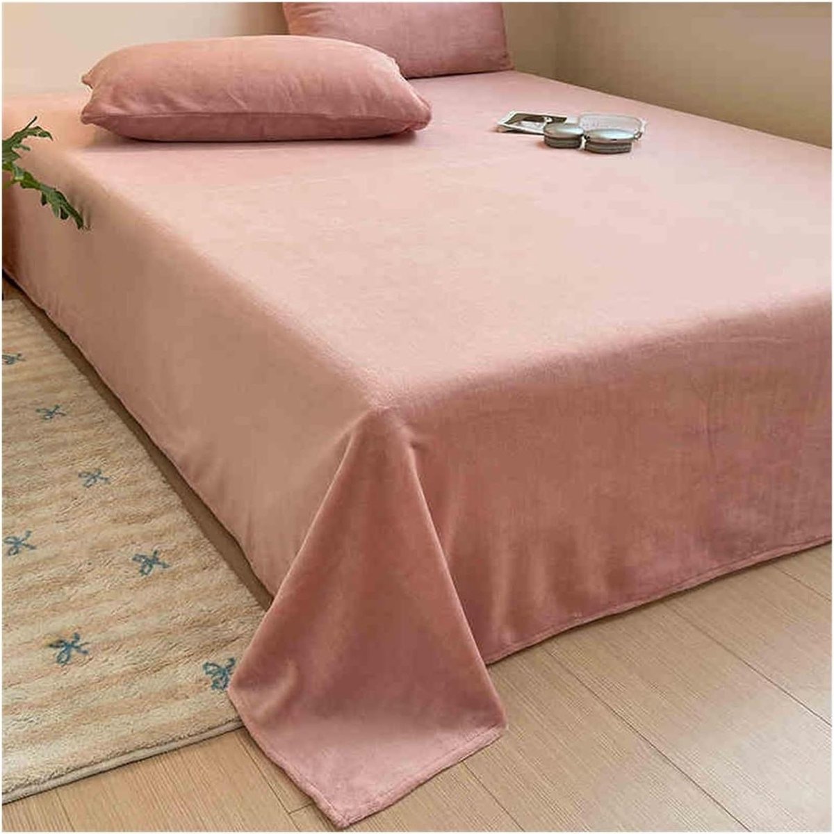 Flanellen Onderlaken - Fleece Laken - Warm Slapen - Zacht en Comfortabel - 240x270cm - Roze