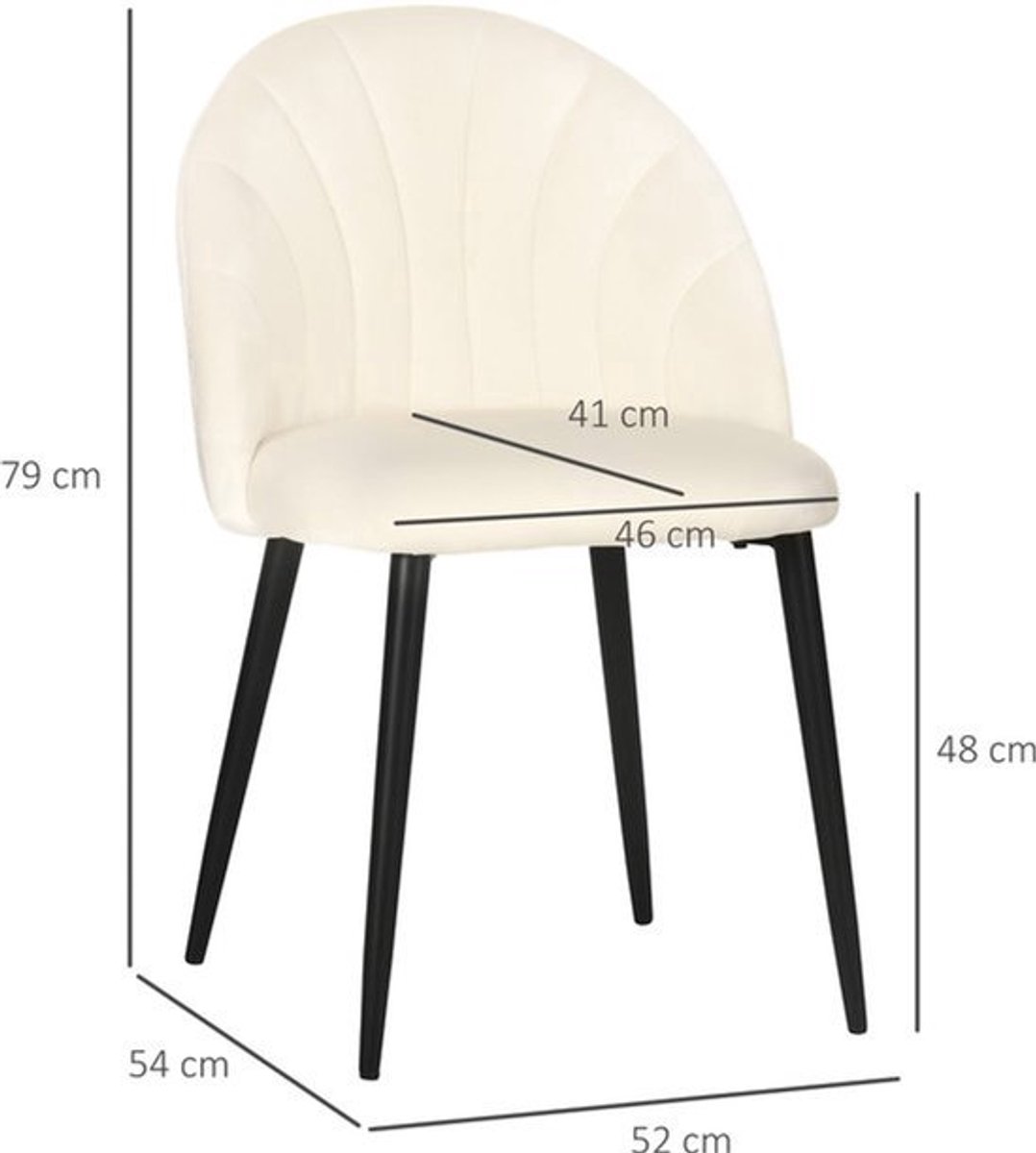 Fauteuil – Stoel – Eetkamerstoel – Loungestoel – Velvetstoel – Set van 2 – Crèmekleurig fl