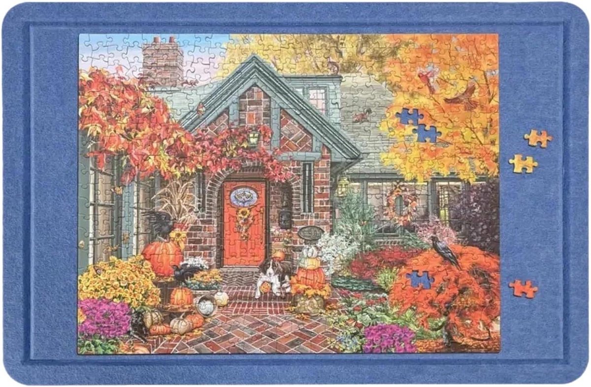 Puzzeltafel Vilt - Puzzelmat Opvouwbaar - Puzzelen en Tekenen - Antislip Oppervlak - 60x80 cm - Blauw