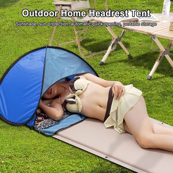 Pop-up-zonnetent: lichte strandtent met schaduw van het hoofd, klein opvouwbaar met telefoonhouder voor picknick buiten, camping, recreatie van POP — afbeelding 2
