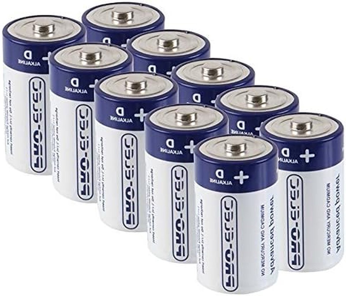 D Alkaline Batterijen - Grote Batterijen - Apparaten Voeden - 5 Jaar Houdbaarheid - 10 Stuks - Zilver