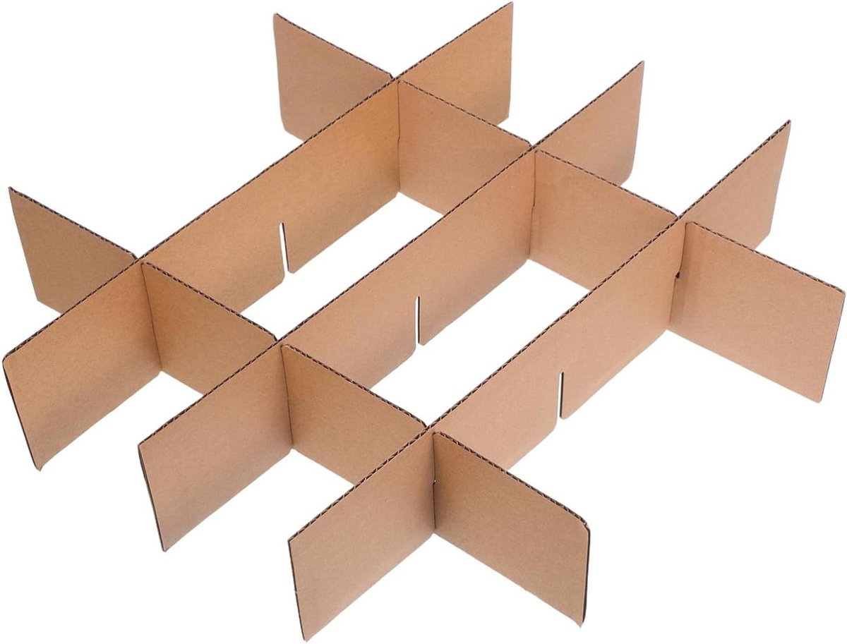 Kartonnen Doosverdelers - Verhuis Tussenschotten - Spullen Beschermen - Rasterontwerp - 33.5 x 8 cm - Khaki