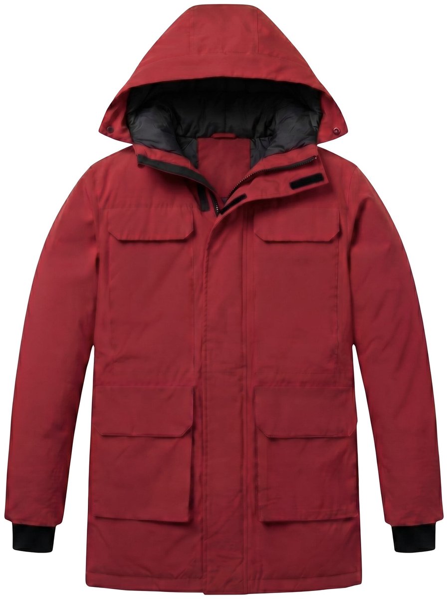 Lange jas Heren - Heren Winterjassen - LF7169 - Rood - Maat M
