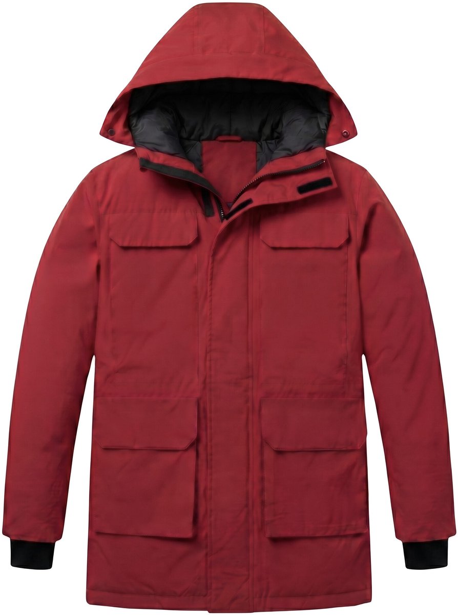 Lange jas Heren - Heren Winterjassen - LF7169 - Rood - Maat XL