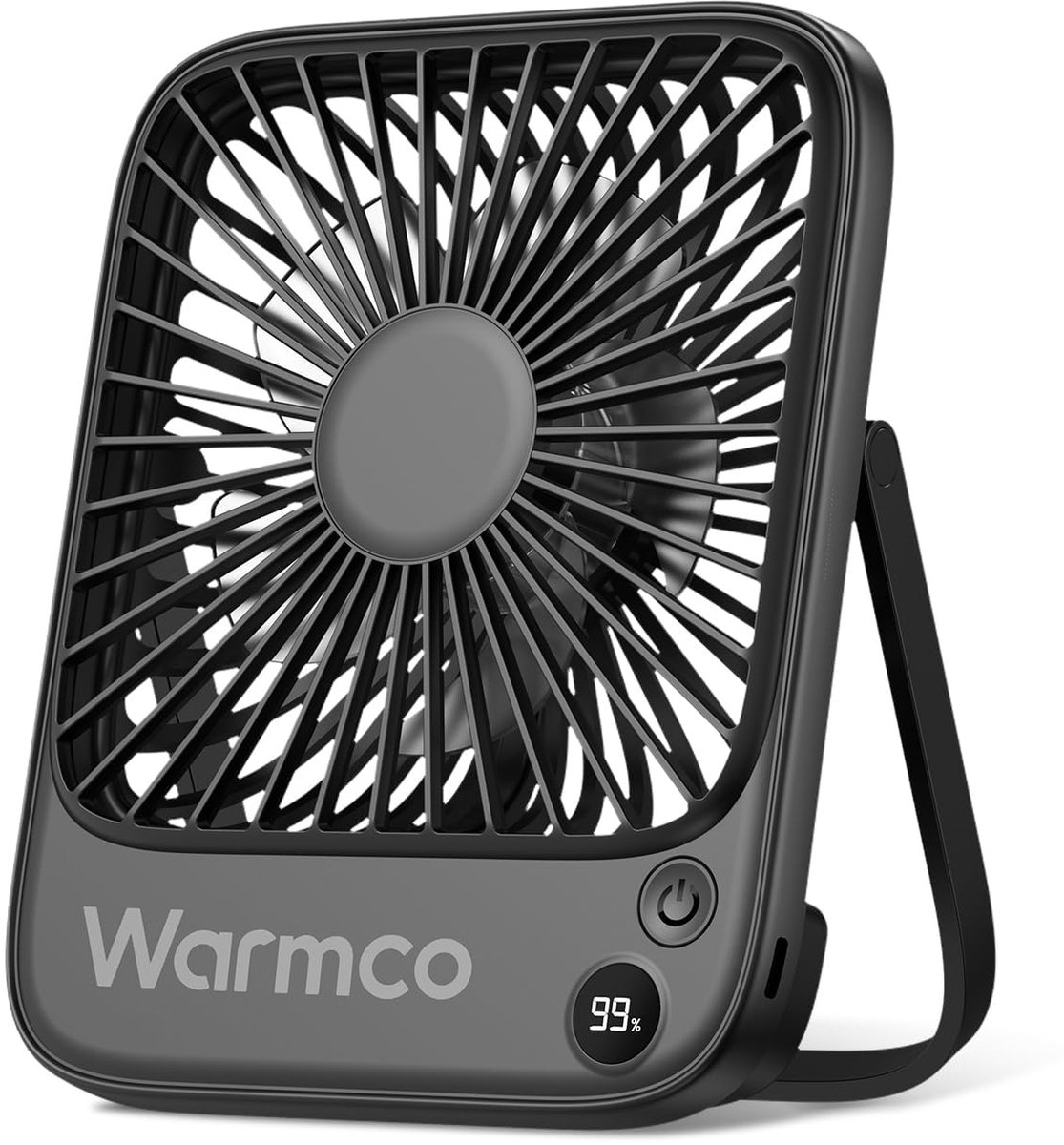 SnelShoppen - Draagbare Ventilator 5000 mAh, Ultradun, Oplaadbaar, Stil, 4 Snelheden, Kantelbaar 180 Graden, Kleine Tafelventilator voor Kantoor, Camp