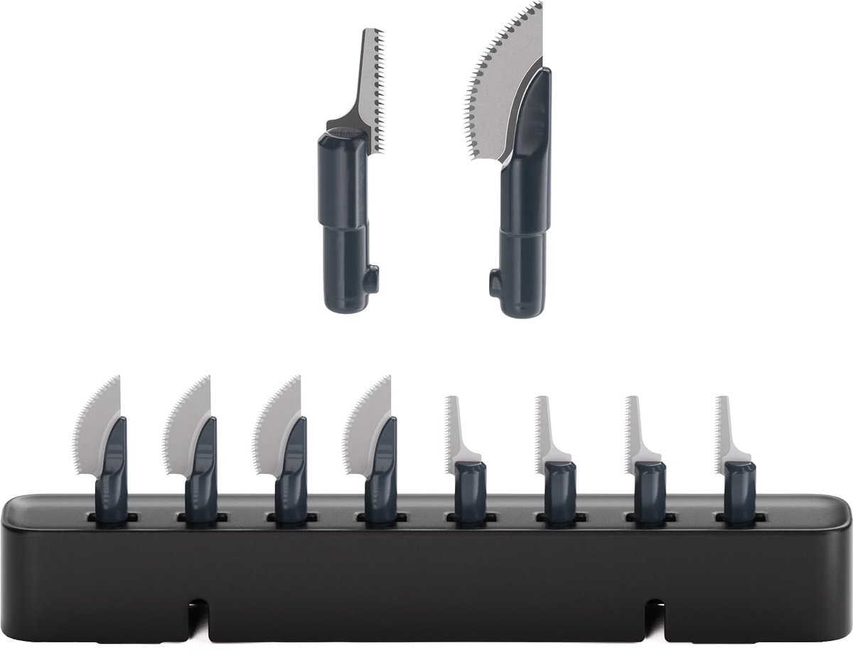 SnelShoppen - HOZO NeoSander Zaagbladset - Mini-Reciprozaag, 8 Stuks - 0,2 mm Anti-Bindende Messen - 4 Gebogen Messen voor Rechte Sneden - 4 Decoupeer