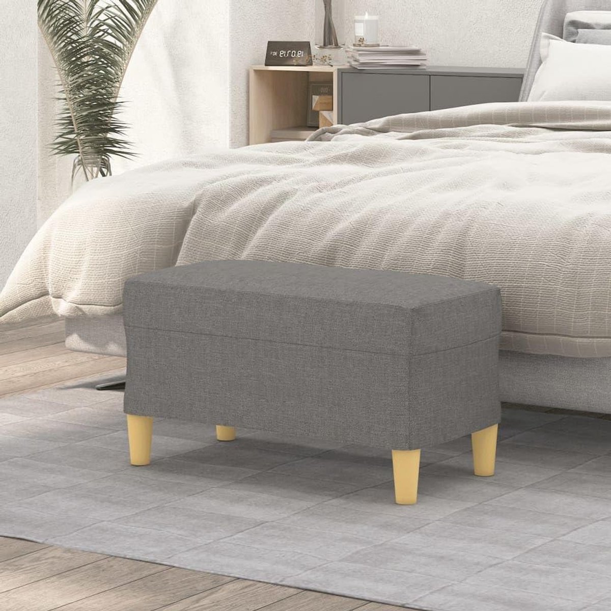 Zitbank Woonkamer - Halbank Voetenbank - Extra Zitplaats Creëren - Ademende Bekledingsstof - 70x35x41 cm - Donkergrijs