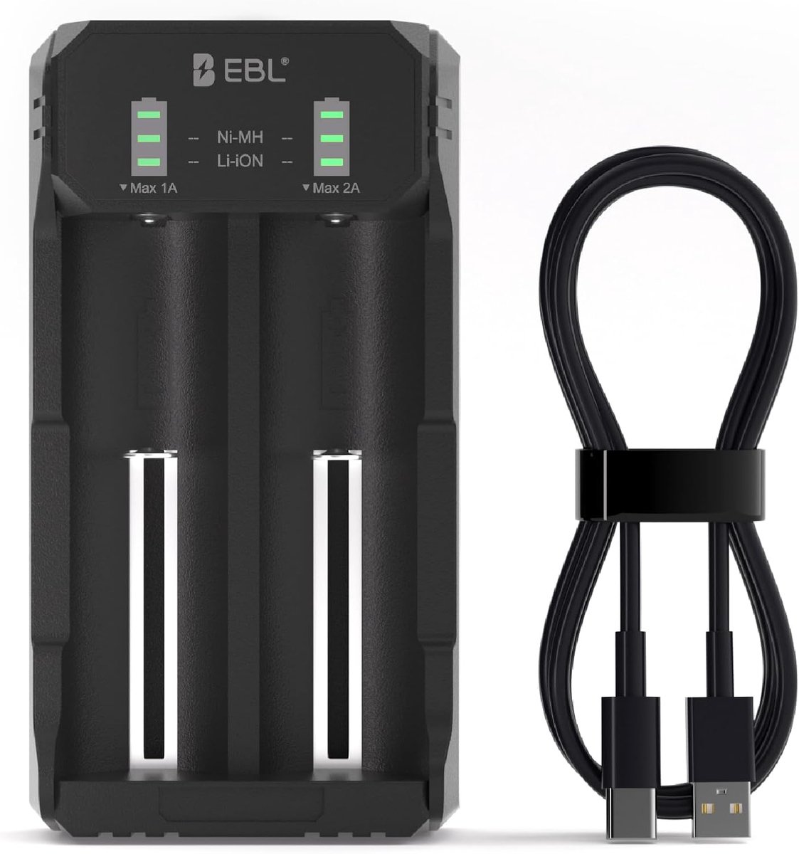 EBL 18650 Batterij Oplader voor Oplaadbare 3.7V/ 3.6V Li-ion Batterijen 26650 18650 21700 14500 16340 & Ni-MH/Ni-Cd AA AAA C Batterijen