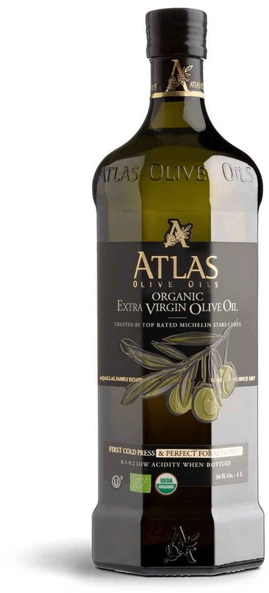 Atlas 1L Koudgeperste Extra Vierge Olijfolie, Rijk aan Polyfenolen — Uit Marokko
