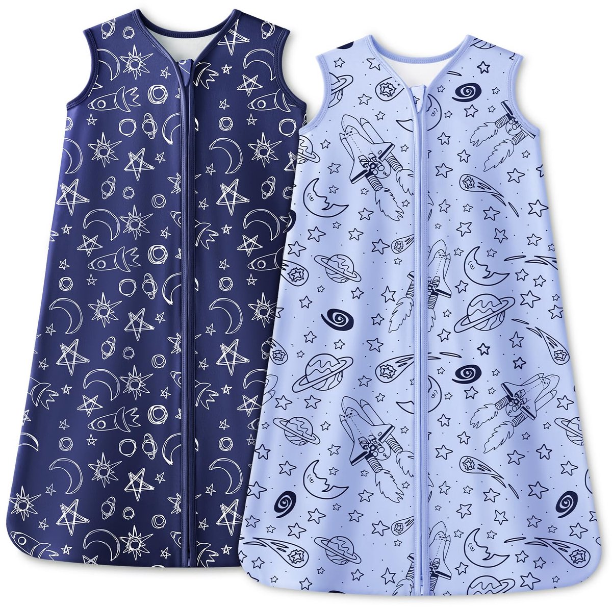 SnelShoppen - Babyslaapzak 1,0 tog 0-6 maanden - 100% Katoenen Draagbare Deken met 2-weg Rits - Blauwe Maan - Ideaal voor Pasgeboren Baby's en Peuters