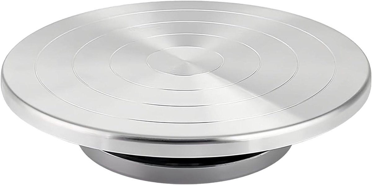 Pottenbakkersschijf Aluminium - Draaischijf Keramiek - Ambachtelijk Vormgeven - 360 Graden Draaibaar - 25 cm Diameter - Zilver