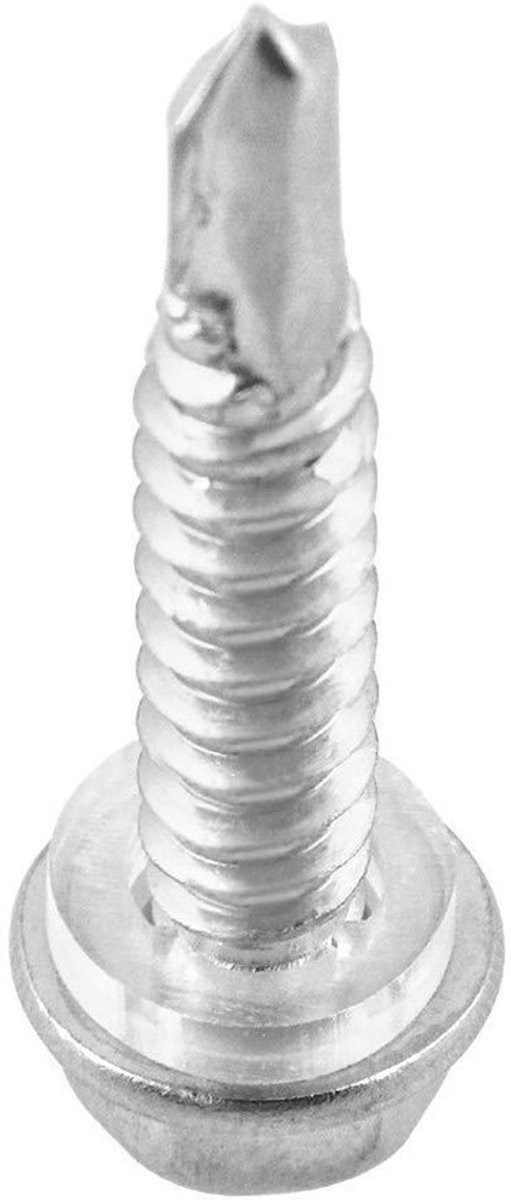 RVS zelftappende schroeven 6.3mm x 32mm - Set van 50 - Zeskantige ringkop