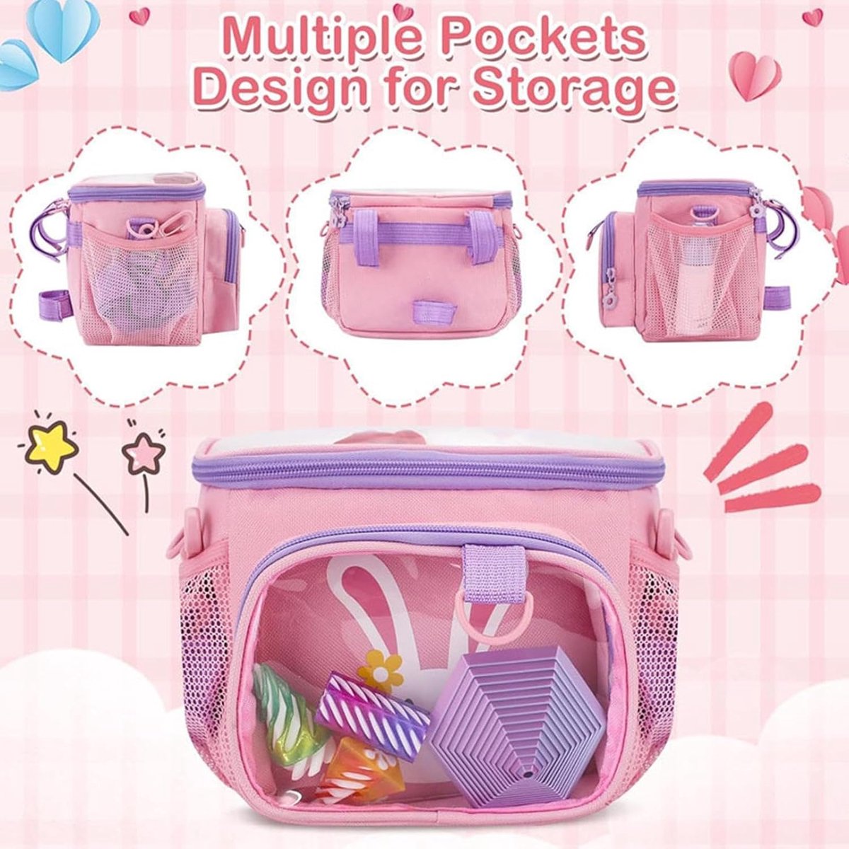 Fietsmand Kinderen - Fietsaccessoire Meisjes - Spullen Meenemen - Waterdicht Oxford Doek - 21x12x19cm - Roze