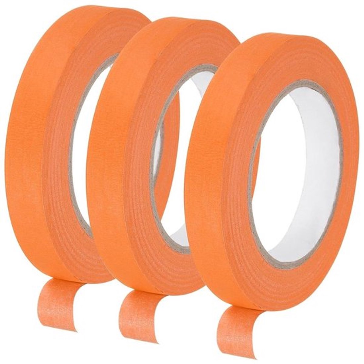 Set van 3 rollen oranje afdektape - 1,8 cm breed - 1,8 m lang - voor thuis, kantoor en commercieel gebruik - schildertape - druppelvrij schilderen - crêpepapier