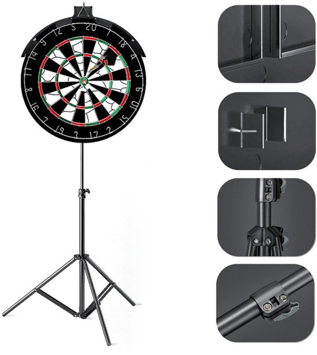 Dartstandaard Hoogwaardige Staal - Opvouwbaar - Driebenig - Mobiele Dartbaan - Stabiliteit - Veiligheid - Dartbordstandaard