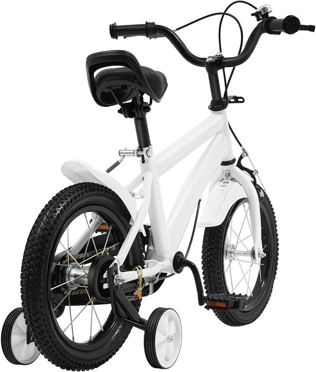 Kinderfiets Loopfiets Leren Fietsen Inclusief Steunwielen 14 Inch Wit