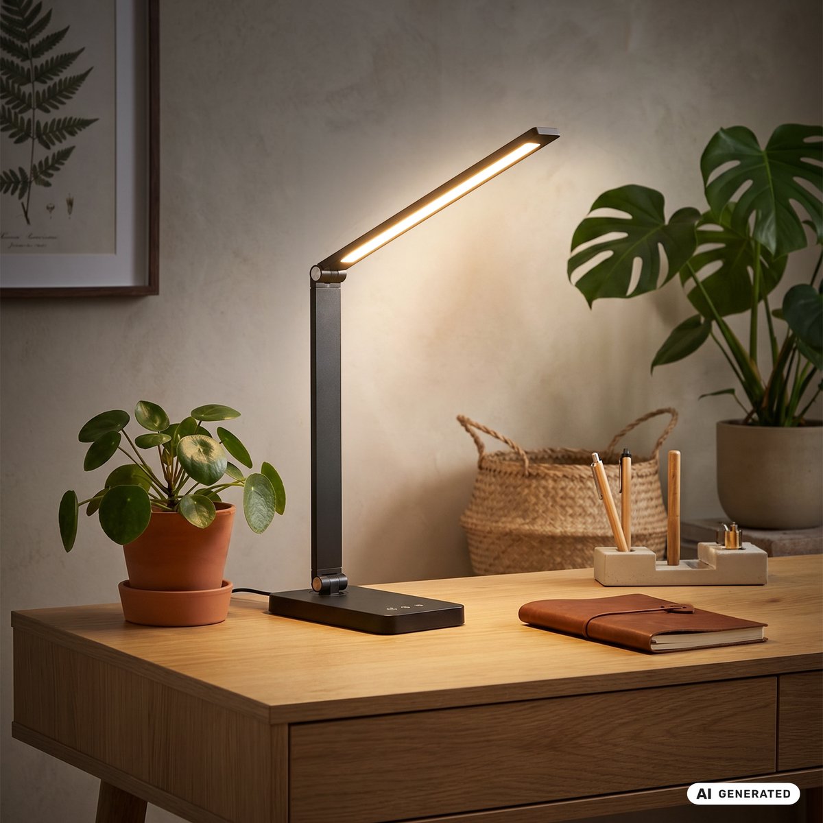 BRILONER Rick – LED Bureaulamp – CCT tafellamp – dimbaar touchbediening – USB-C – zwart – 31.5 x 38cm