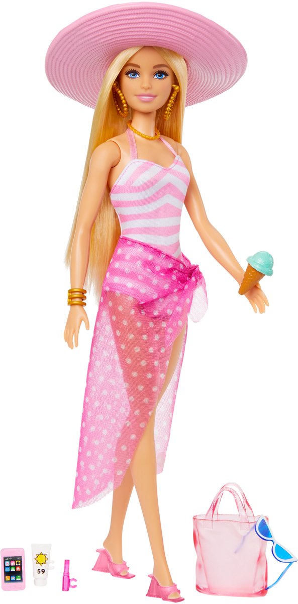 Barbie Zonnehoed badpak Malibu - Met accessoires - Barbiepop van Barbie — afbeelding 5