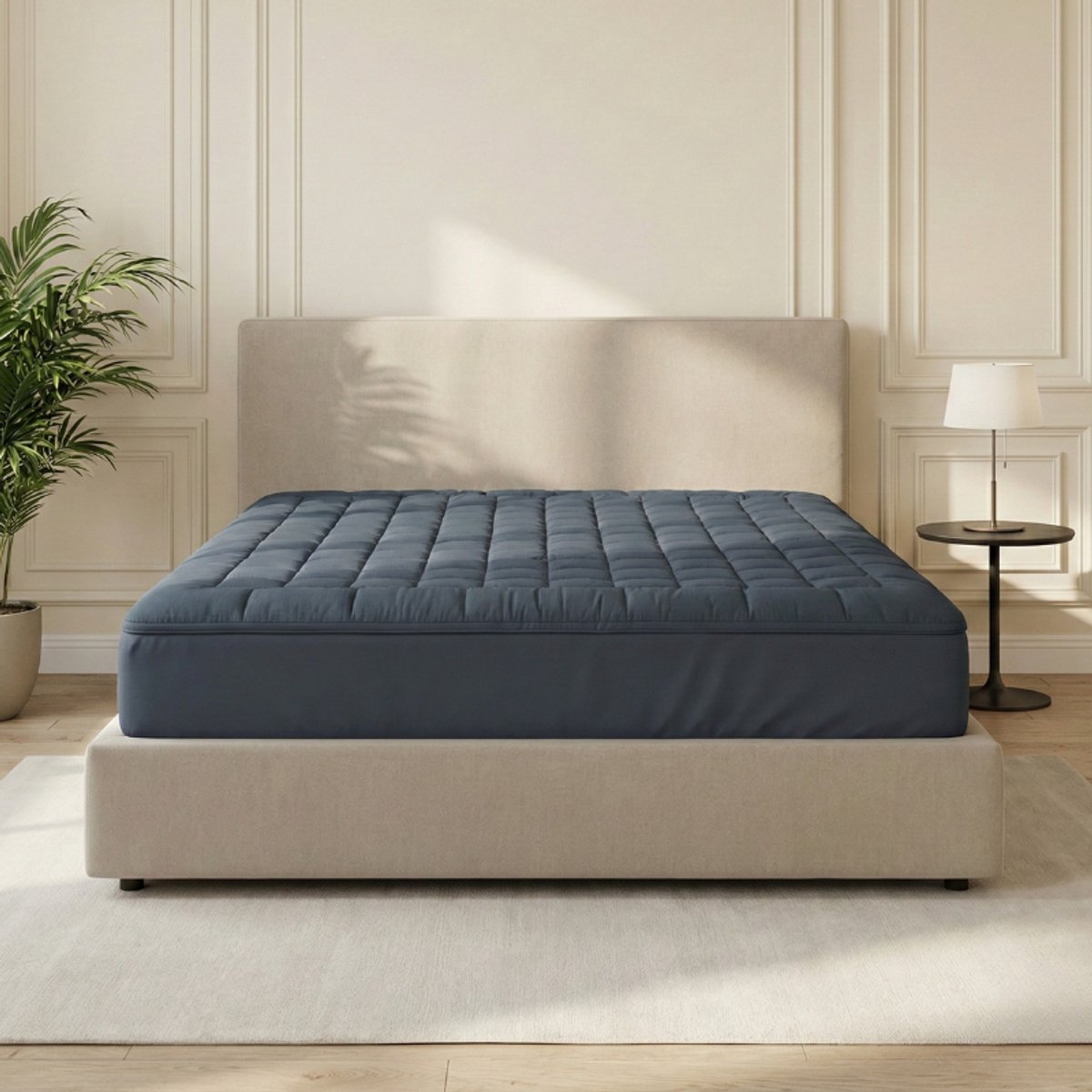 Dekbed-Discounter Sleeptime Wasbare Topper & Hoeslaken 180 x 200 cm - Zacht en luchtig ligoppervlak - Geschikt voor de droger - Antraciet