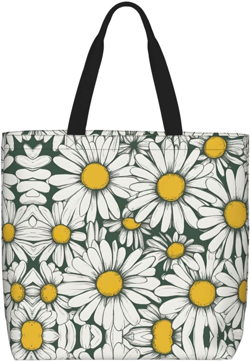 Tote Bag - Draagtas Schoudertas - Reizen en Werk - Met Rits en Vakken - 19.6x5.9x15.7cm - Wit