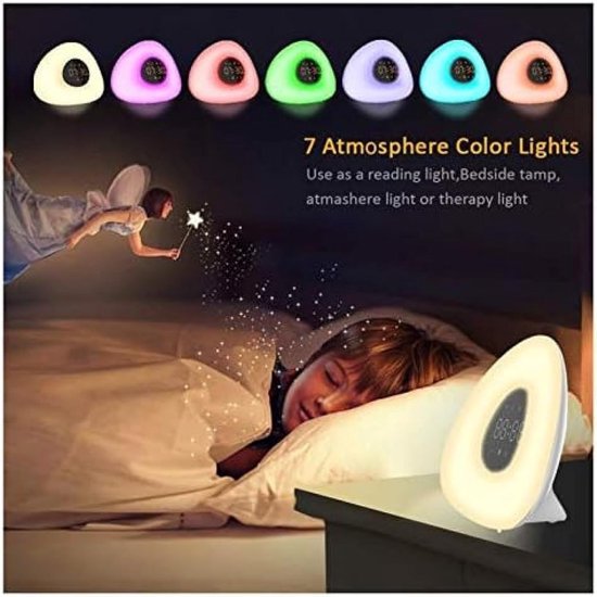 Wekker met Licht - Wake Up Light Sunrise Lamp - Rustig Wakker Worden - Zonsopgang Simulatie - Compact Formaat - Meerkleurig — afbeelding 2