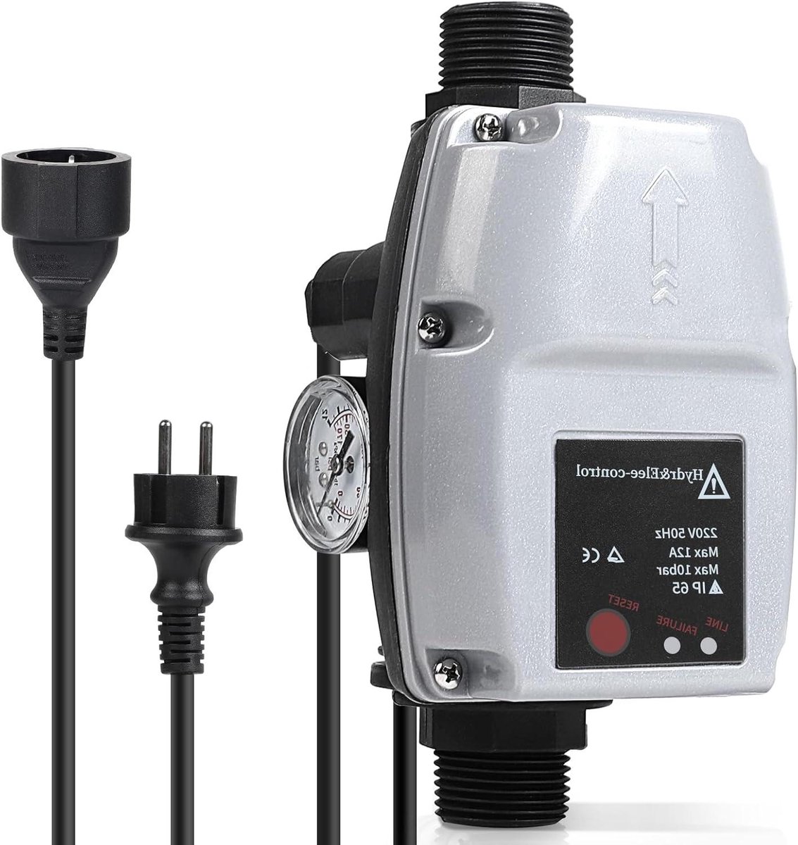 Druk Schakelaar - Waterpomp Controle - Automatische Waterpomp - Met Drukmeter - 10 Bar Max - Blauw
