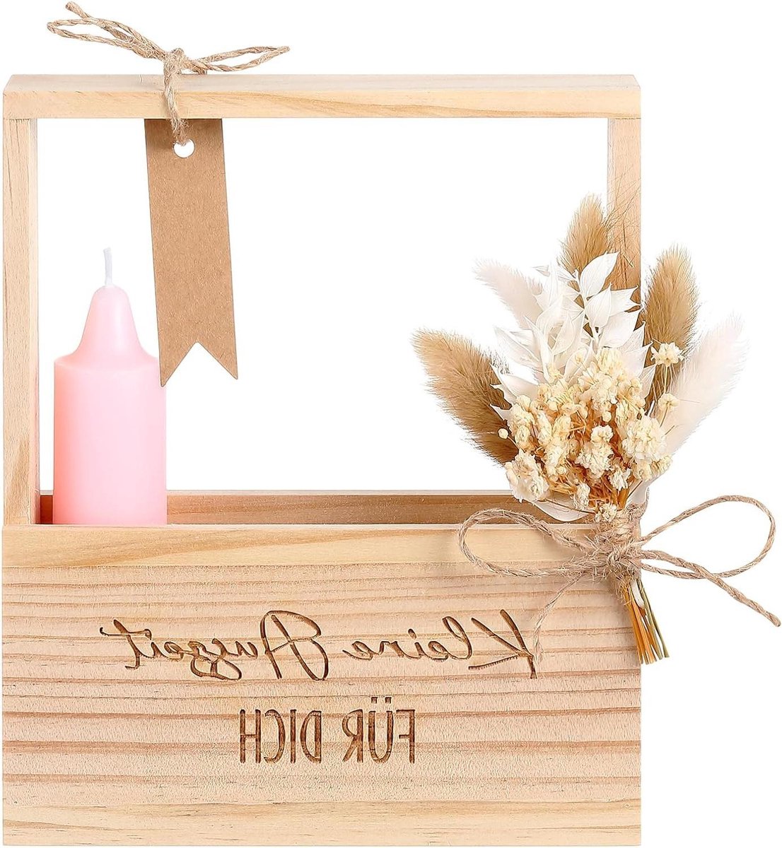 Cadeauset Vrouwen - Ontspanningspakket - Moment van Rust - Met Gedroogde Bloemen - 16 x 19 x 5 cm - Natuurlijk