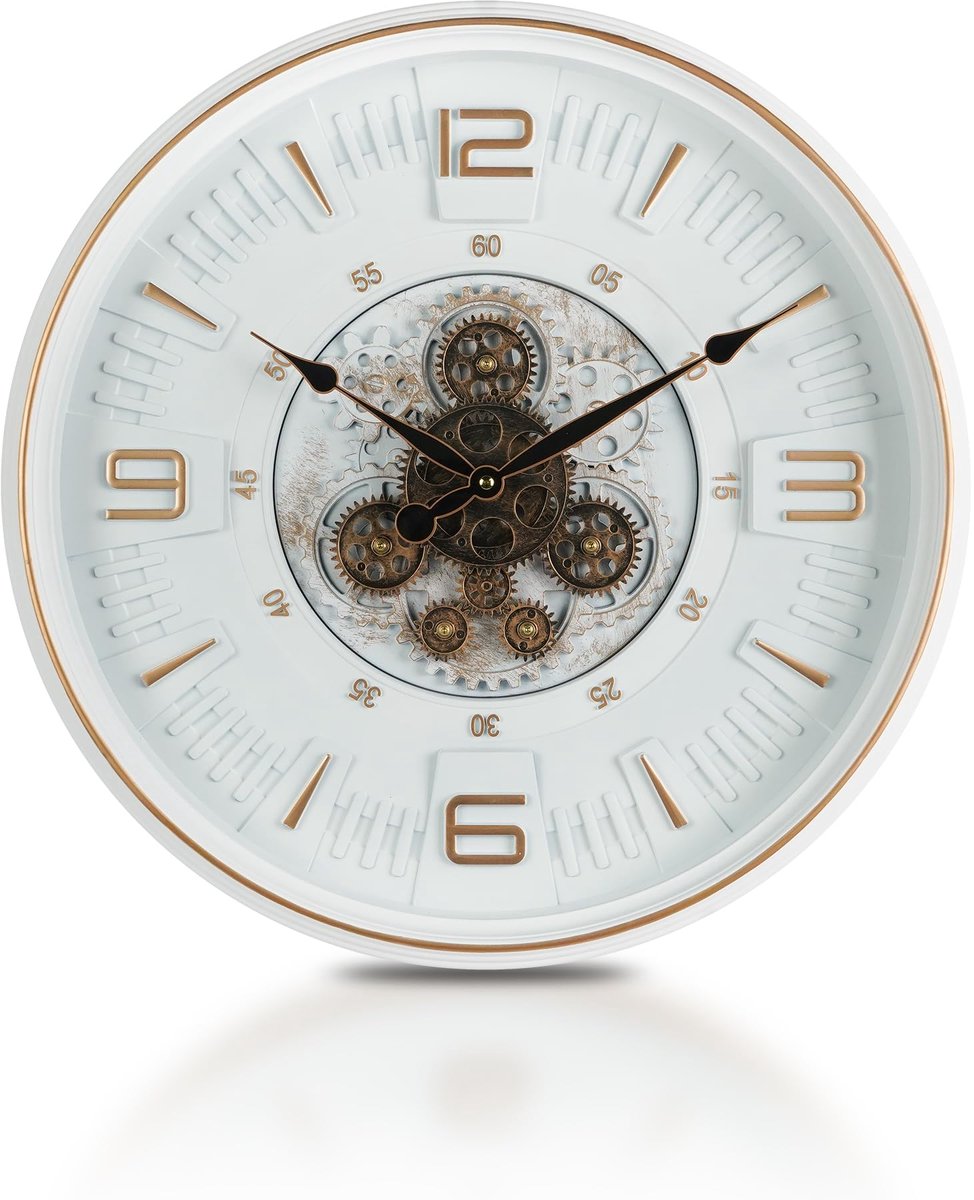 SnelShoppen - Vintage Wandklok met Bewegende Tandwielen 50 cm - Industriële Retro Steampunk Decoratie voor Woonkamer, Thuis, Kantoor en Boerderij