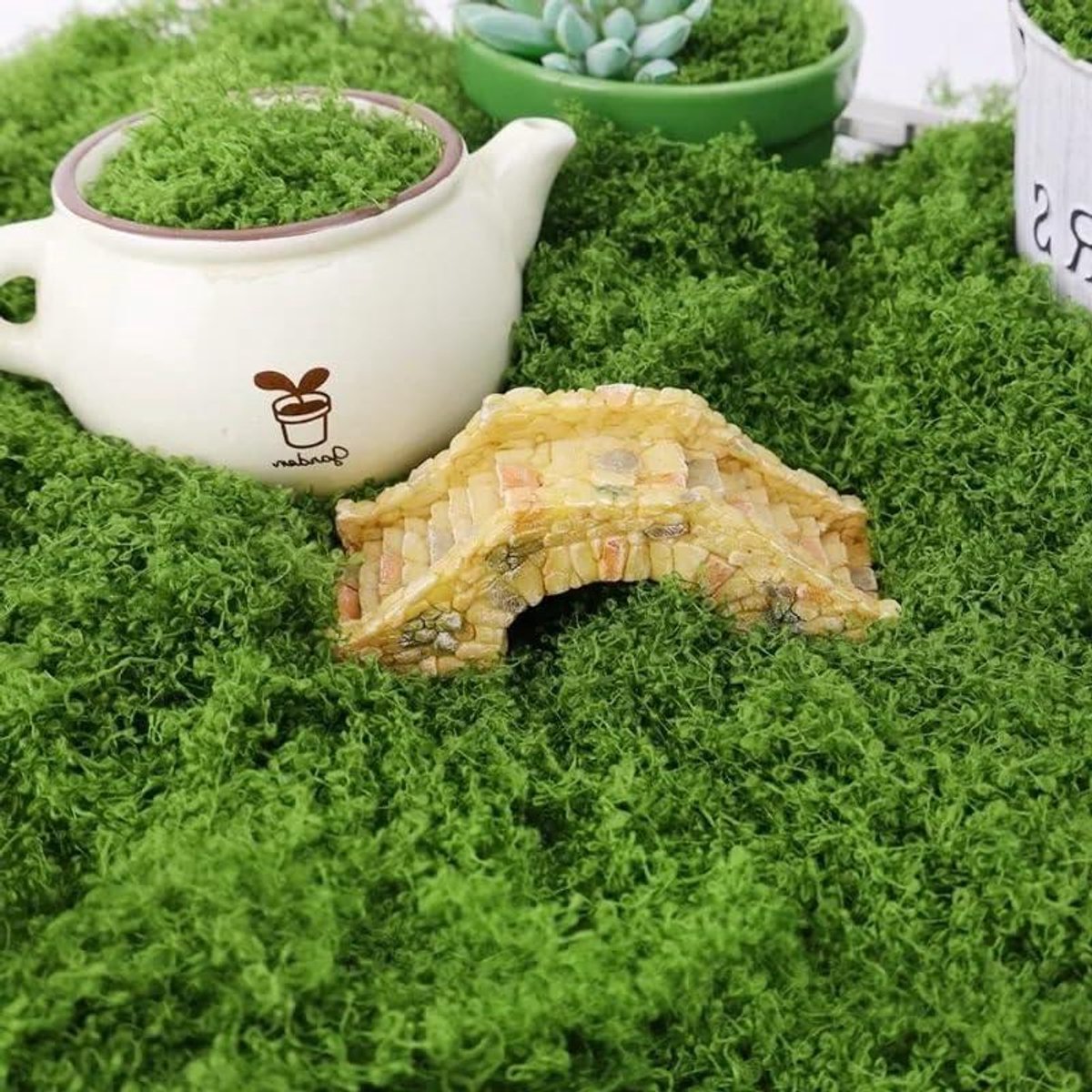 Kunstmos Gazon - Nep Gras - DIY Ambachten - Realistisch Uiterlijk - 30g - Groen