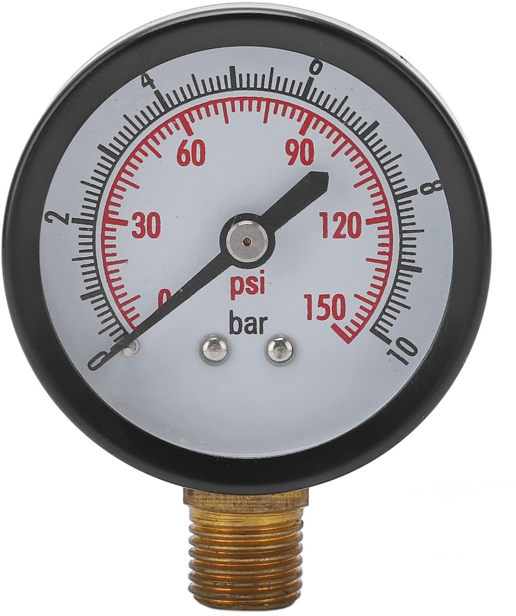 SnelShoppen - Verticale Drukmeter 0-10 Bar, 0-150 Psi, G1/4in Aansluiting, Staal en Messing, Voor Vloeistofmonitoring en Waterdruk in Huishoudens, Fab