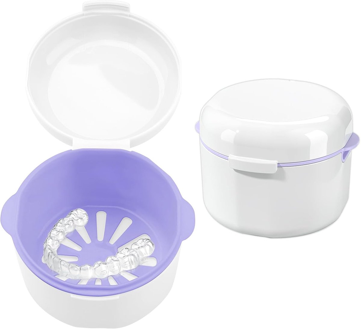 SnelShoppen - Opbergdoos voor Tandheelkundige Apparatuur met Mandje - Draagbaar en Elegant, Siliconen Orthodontische Doos voor Kunstgebit / Mondbesche
