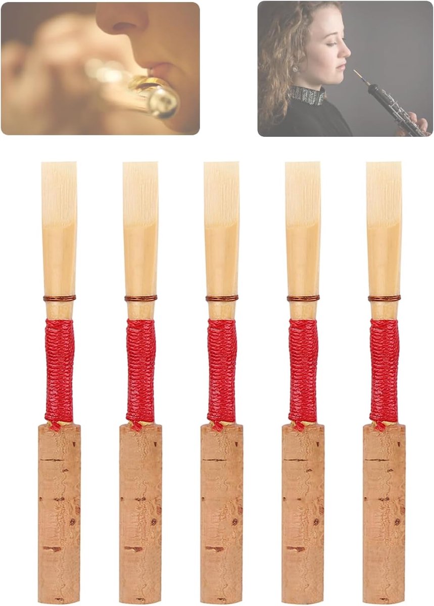 SnelShoppen - 5 Stuks Hobo Wicker Oboe Reeds Medium Sterkte - Handgemaakte Hobo Reeds van Bamboe - Duurzaam en Stevig - Ideaal voor Beginners