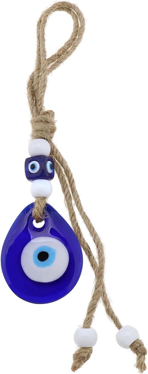 SnelShoppen - Evil Eye Muurdecoratie Amulet Handgemaakt Glazen Kralen Wandhanger Blauw en Wit Geluk Brengt Decoratie voor Thuis en Tuin