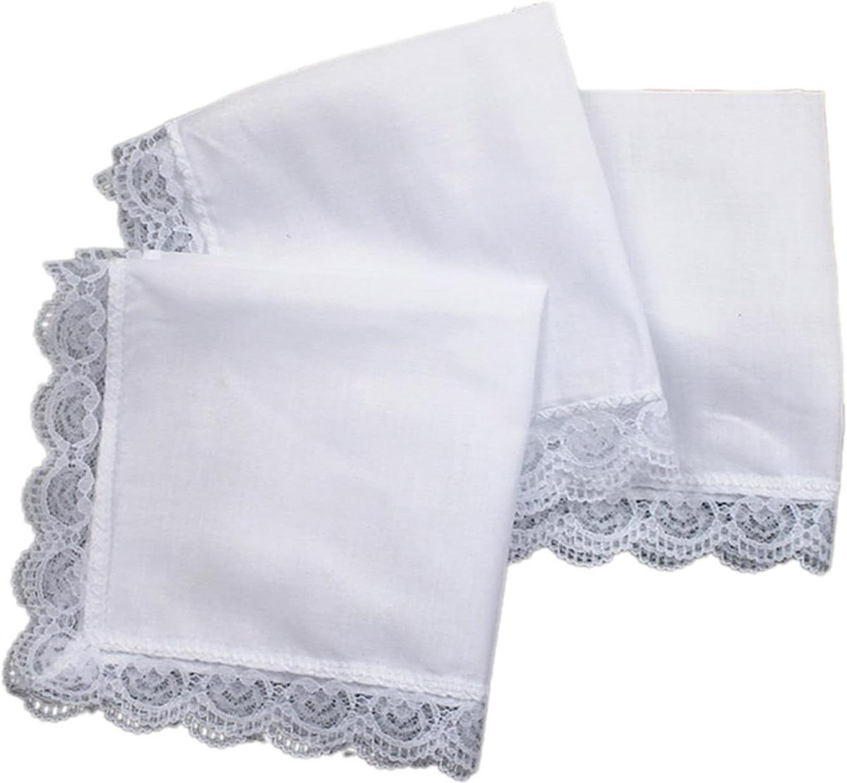 Zakdoek met Kantrand - Zakdoekjes Pocket - Dagelijks Gebruik - Hoog Absorberend - 25 x 25 cm - Wit