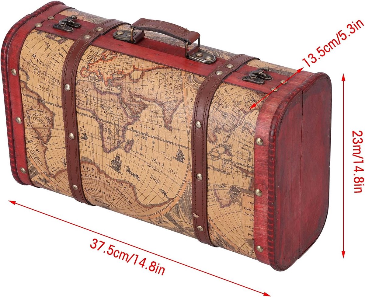 SnelShoppen - Buachois Chinese Vintage Koffer, Retro Houten Juwelen Opbergdoos, Antieke Reis Koffer voor Sieraden, Organiser voor Kettingen en Armband