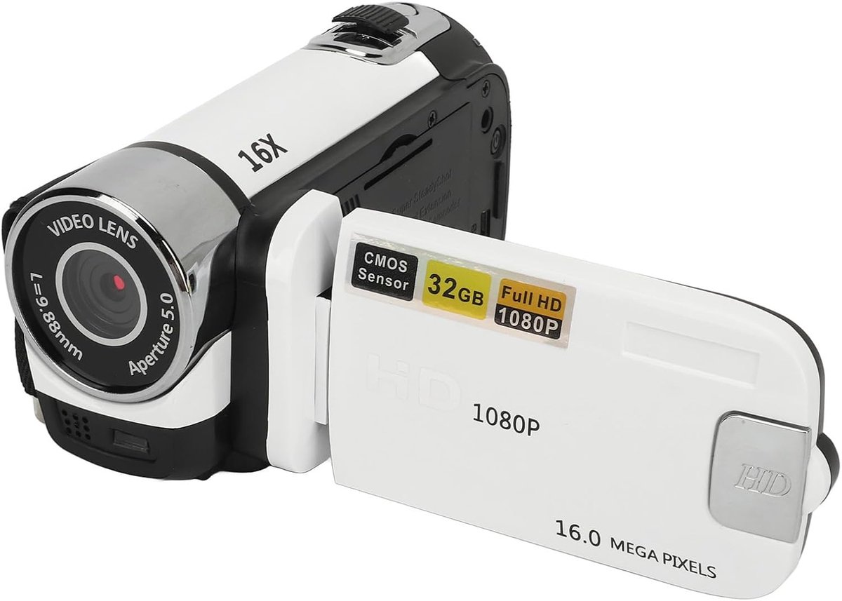 SnelShoppen - 1080P Video Camera, 16 MP Camcorder met 16x Digitale Zoom, Flow Camera met Vullicht, 2.4 Inch Draaibaar Scherm, Geschikt voor Baby's, Tr