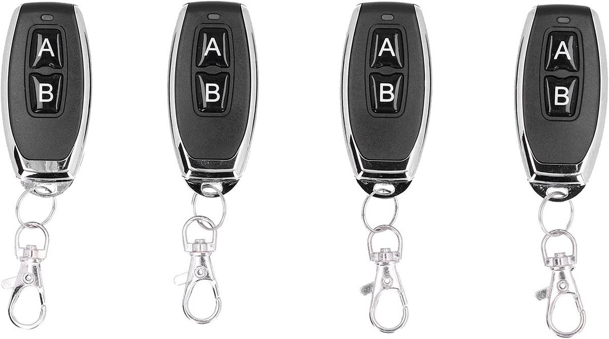 SnelShoppen - Keyless Entry Afstandsbediening Sleutelhanger Set van 4, Diefstalbestendige Draadloze Controle voor Garagedeur, 12V 433MHz, Zwart