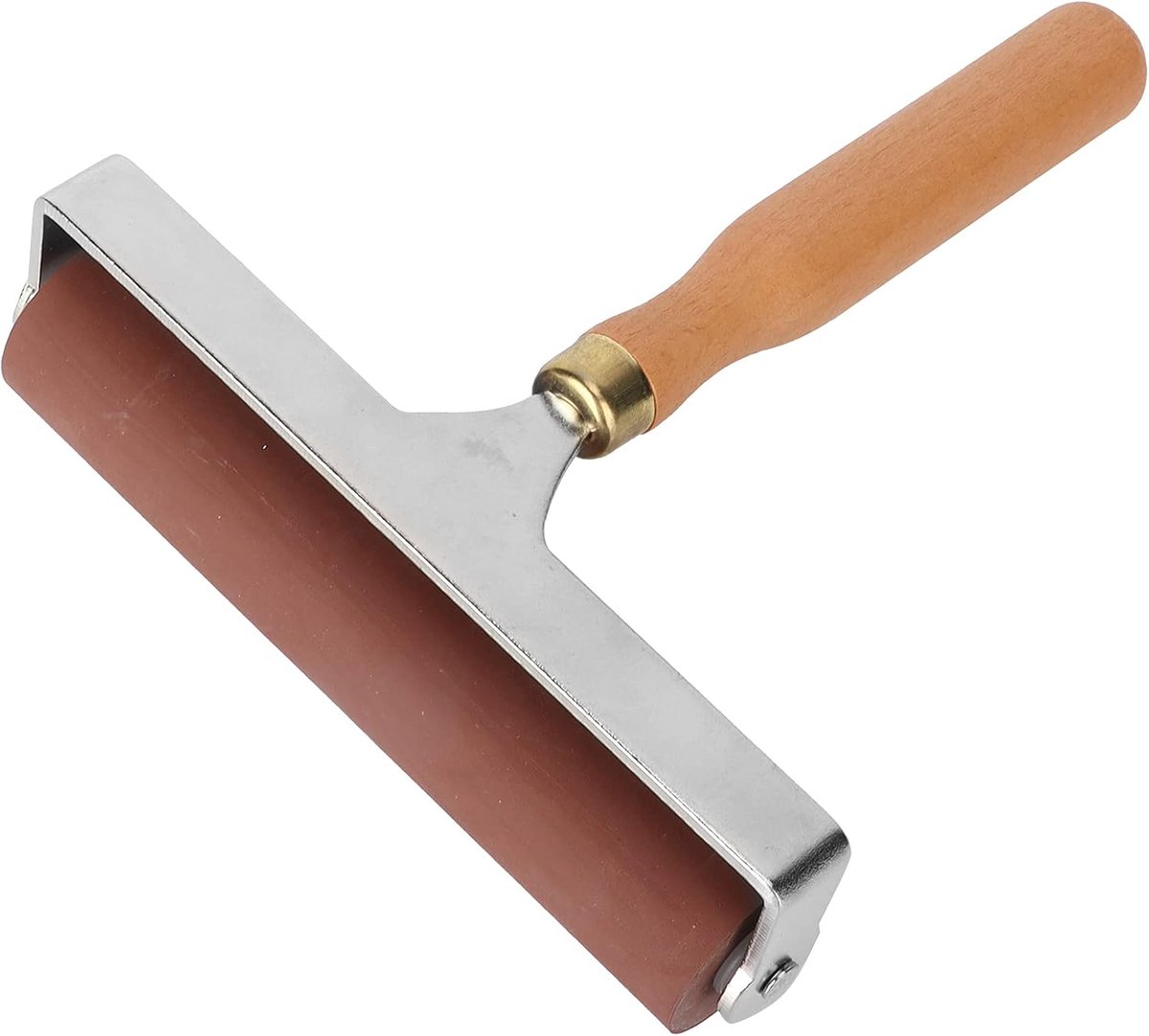 SnelShoppen - Rubber Roller voor Linoleumbelichting en Druktechnieken, 15cm Verfkwast Brayer Roller met Handvat voor Schilderen, Printen, Embossen, Pa