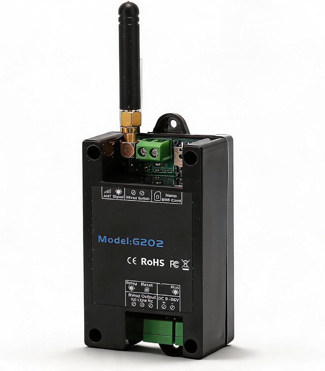 SnelShoppen - GSM G202 Port Remote Control - Draadloze Deuropener met 3A 240VAC, Programmeerbaar met 200 Telefoonnummers, Wereldwijd Quad Band, Voor T