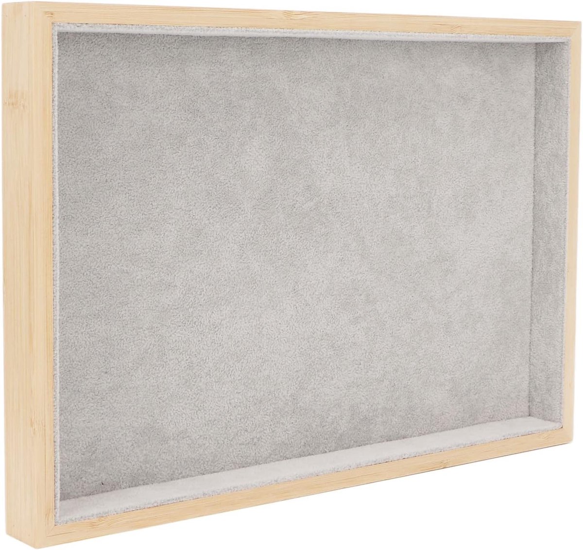 Jewelry Tray, Elegant Display Function Lightweight Flannel Jewelry Drawer Organizer Wood for Jewerly(Grey) - ShopVlot