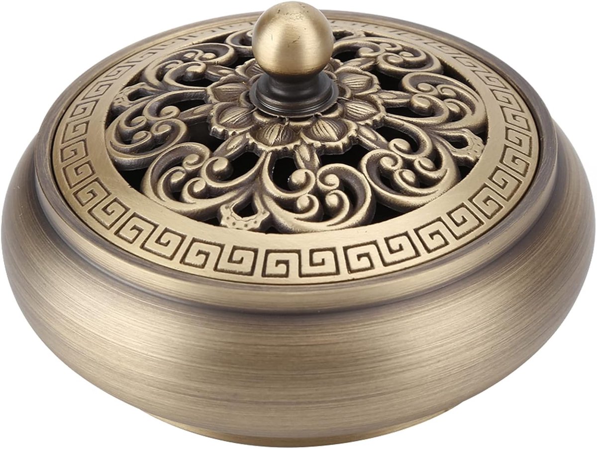 SnelShoppen - Koperen Wierookbrander Decoratie met Verfijnde Houtsnijwerk, Duurzaam voor Thuisdecoratie, Gourd-vormige Wierookstokhouders, Corrosiebes