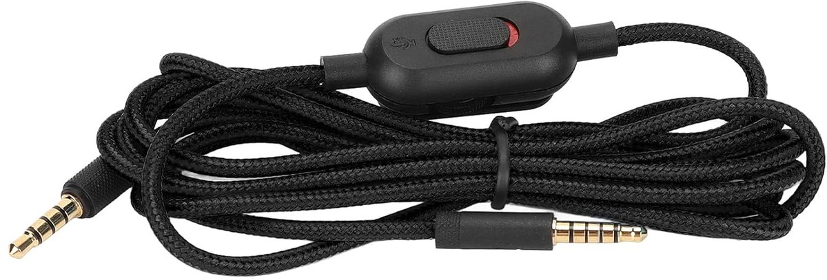 SnelShoppen - Vervangende Audio Aux Kabel voor Gaming Headset - Compatibel met G Pro G Pro X G433 G233 - Zwart - Oxygene Vrij Koper - Geweven Kabel vo