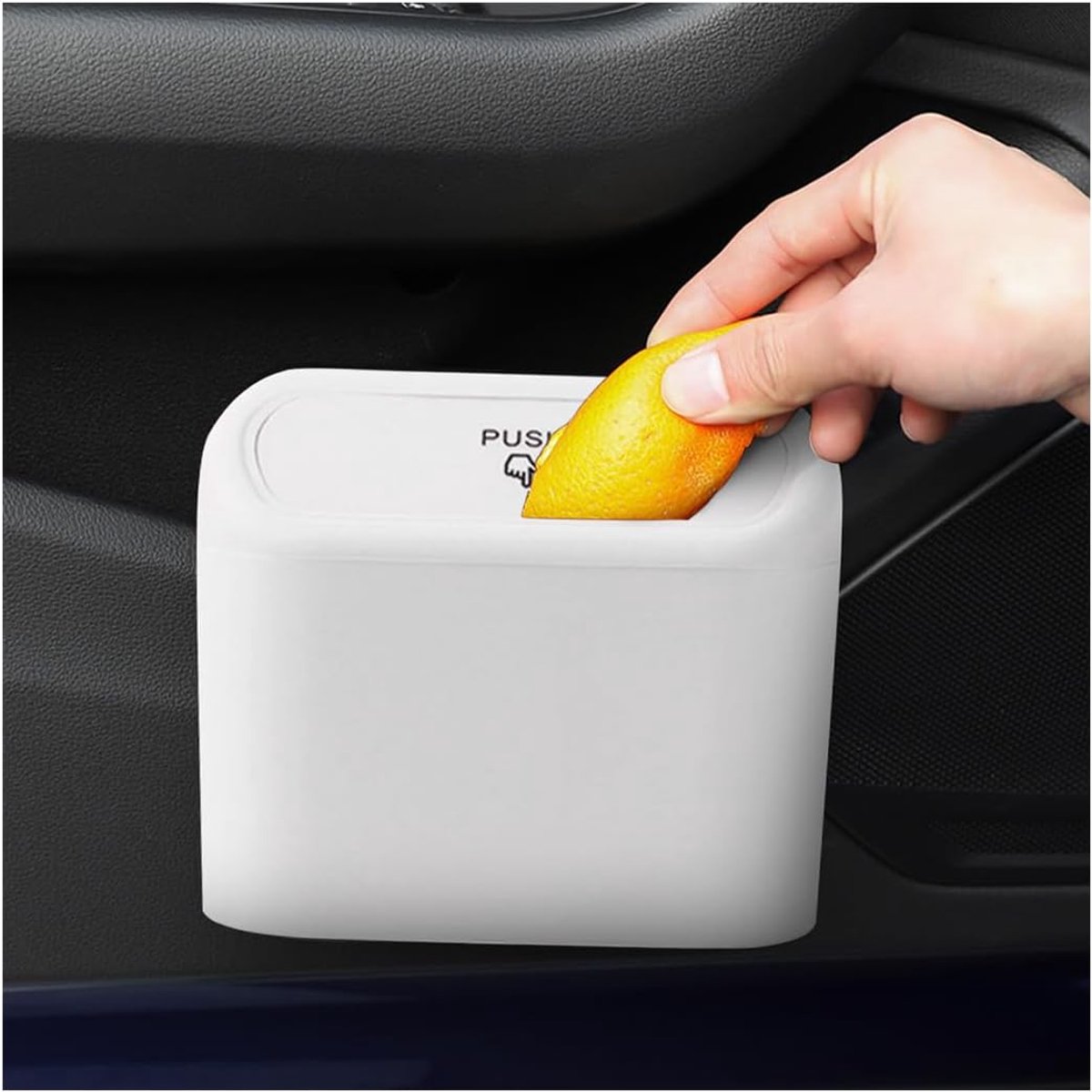 SnelShoppen - Mini Portable Auto Vuilnisbak met Deksel, Lekvrije en Waterdichte ABS Autoafval Organizer, Voor Voor- en Achterbank, Wit, Ideaal voor Au