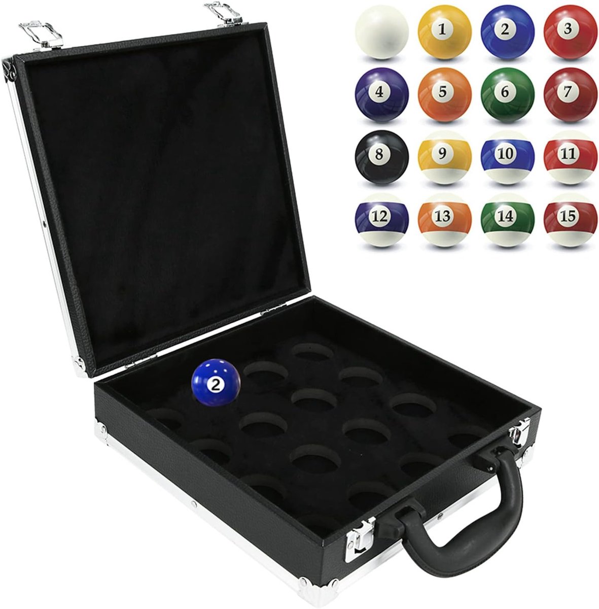 SnelShoppen - Billiard Ballen Opbergtas, Makkelijk Te Dragen Billiard Ballen Tas met Handvat, Foam Voering, 16 Ballen, Lichtgewicht en Draagbaar